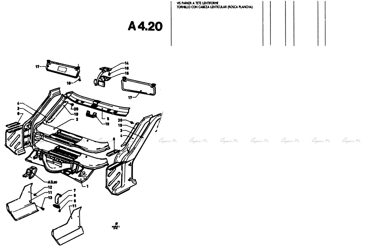 capri.pl Katalog części Ford Capri II A04.20 słupki