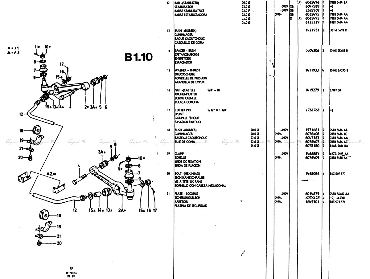 capri.pl Katalog części Ford Capri II B01.10 wahacze