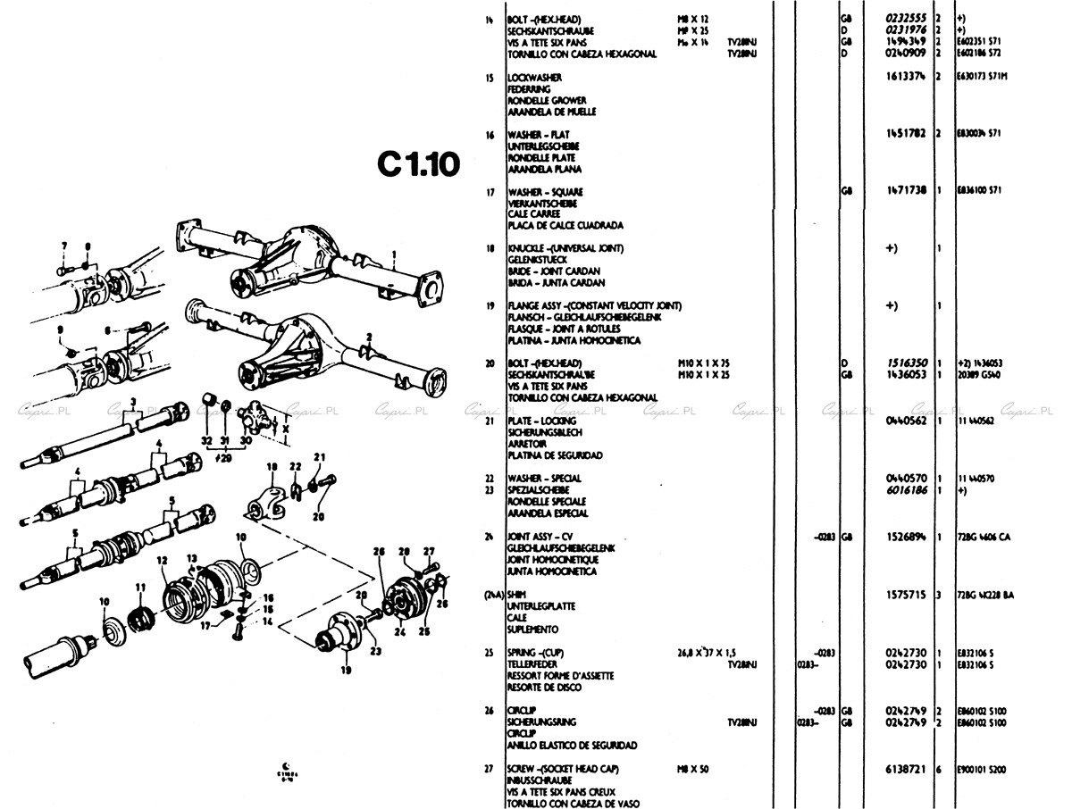 capri.pl Katalog części Ford Capri II C01.10 tylny