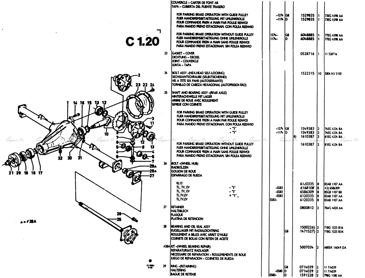 capri.pl Katalog części Ford Capri II C01.20 tylny