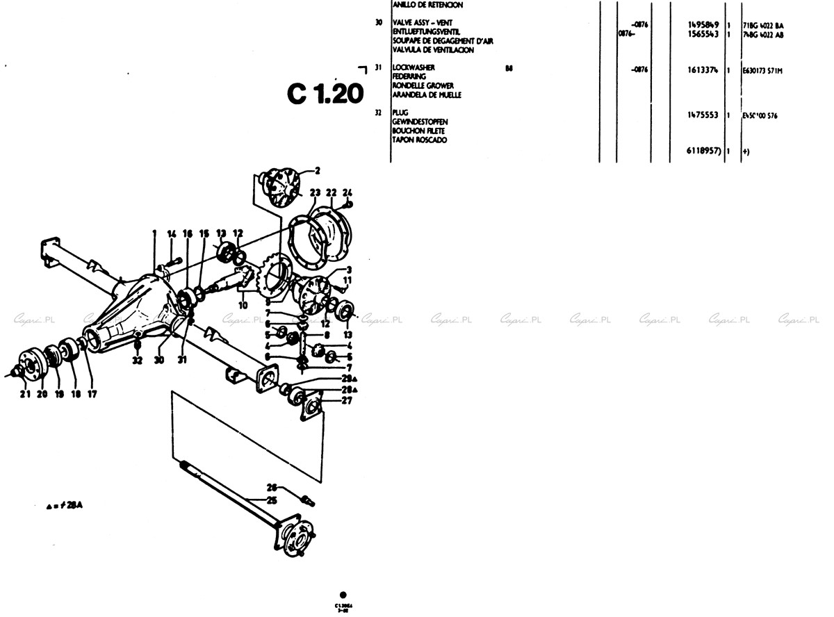 capri.pl Katalog części Ford Capri II C01.20 tylny