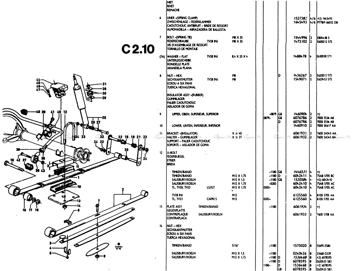 capri.pl Katalog części Ford Capri II C02.10 resory