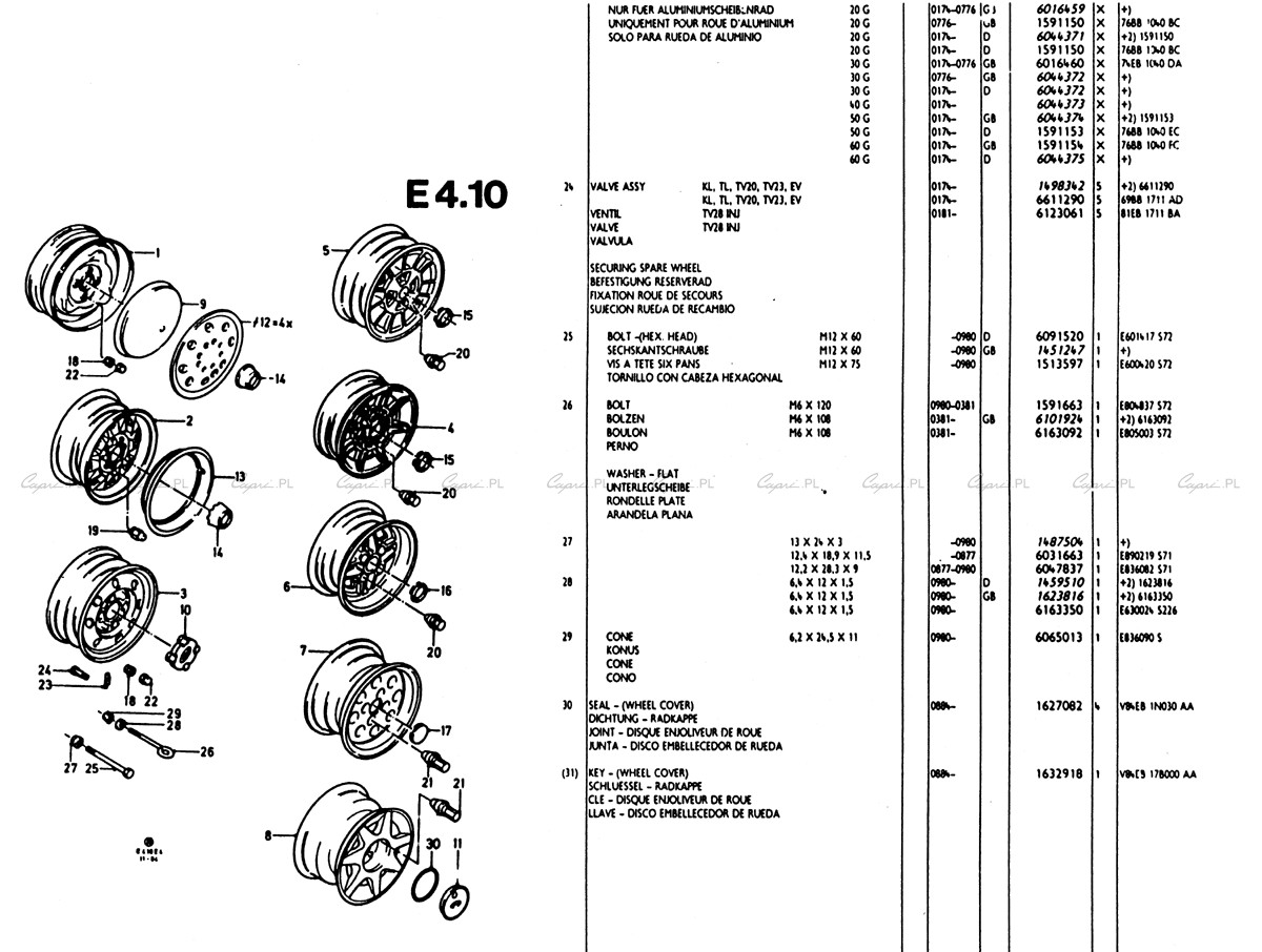 capri.pl Katalog części Ford Capri II E04.10 koła